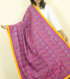 "All So Purple" Floral Kantha Work Pure Silk Dupatta