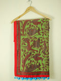 Reverse Kantha work Pure Silk "animals in the jungle" dupatta
