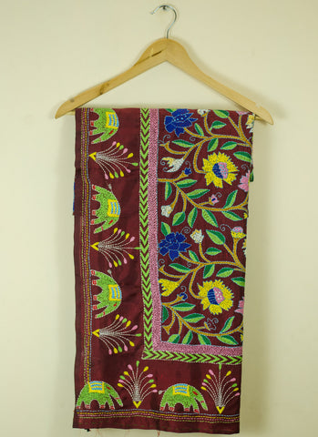 Gaja Multi Colour Flowers embroidered Dupatta