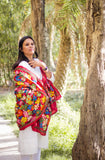 Multicolour Floral Work Pure Silk Dupatta