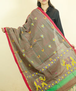 Puneri Cotton Gaja embroidered Dupatta