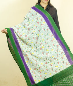 Ikkat Cotton Hand Embroidered Dupatta