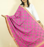 Floral Chess Board Silk Dupatta