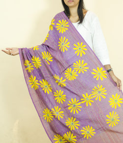 Yellow Daisy on Pure Cotton Dupatta