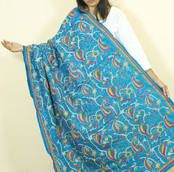 Pure Silk "Matsya" Sea Blue Dupatta