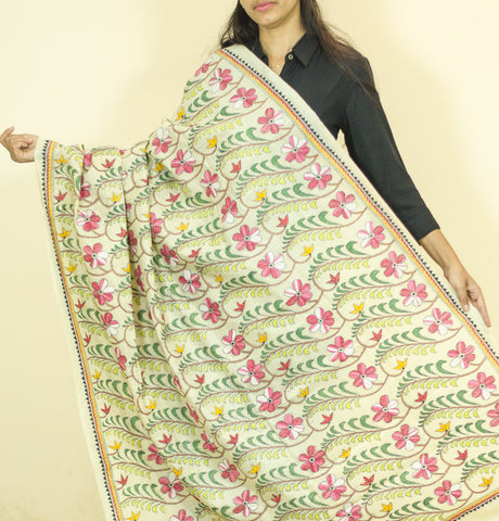 Multicoloured Floral Pure Silk Dupatta