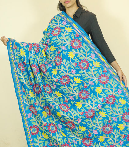 Pure Silk Multi coloured floral Dupatta