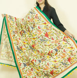 Pure silk Chirping birds embroidered dupatta