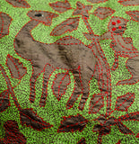 Reverse Kantha work Pure Silk "animals in the jungle" dupatta