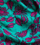 Pink and Sea Green Pure Silk Floral Embroidered Dupatta