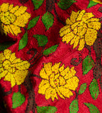Yellow Embroidered Flowers Pure Silk Dupatta